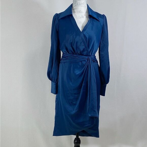 Theia Jodi Bishop Sleeve Faux-Wrap Shirtdress size 14 - Picture 6 of 13